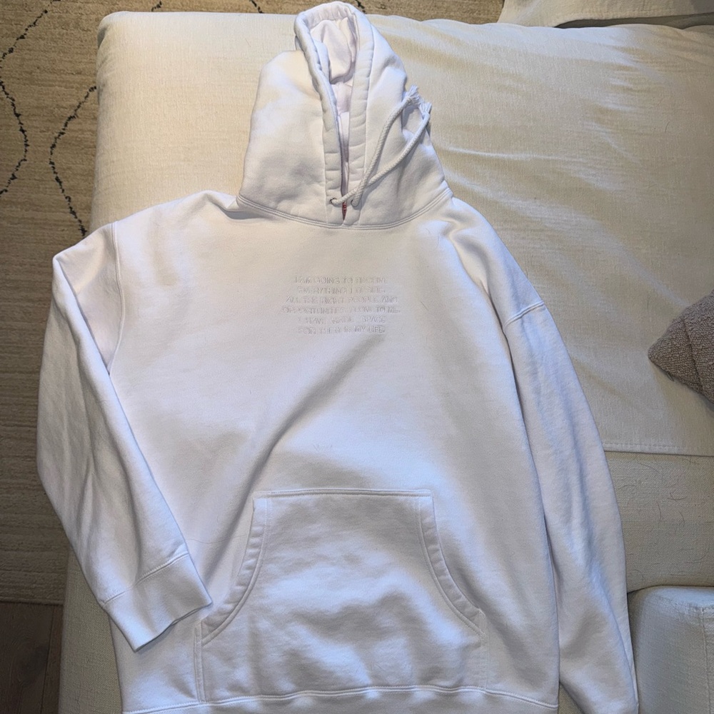 We’re Not Really Strangers White Affirmation Hoodie Sweatshirt
